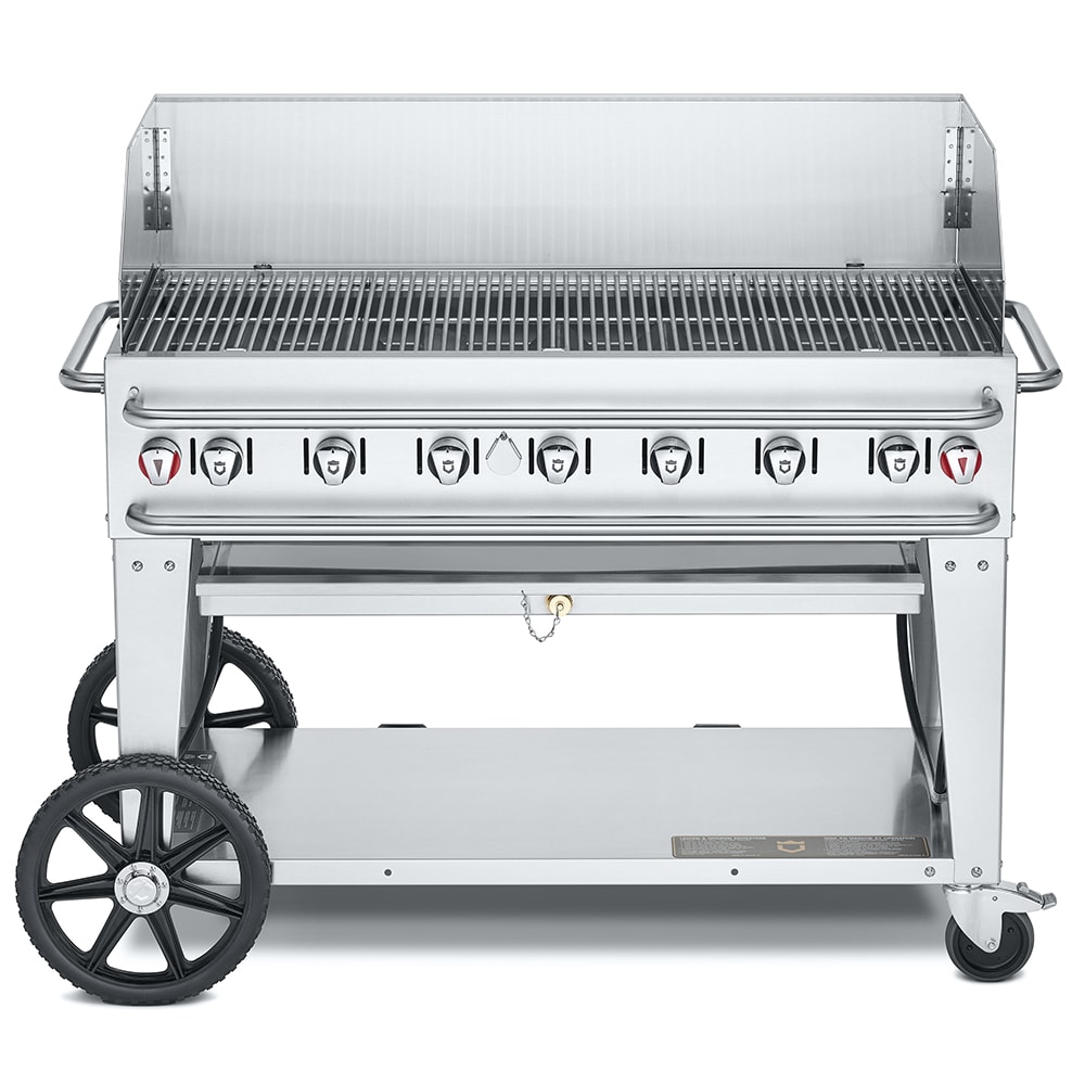 Crown Verity CV-RCB-48WGP-SI-BULK 46" Mobile Gas Commercial Outdoor Grill w/ Wind Guards, Liquid Propane