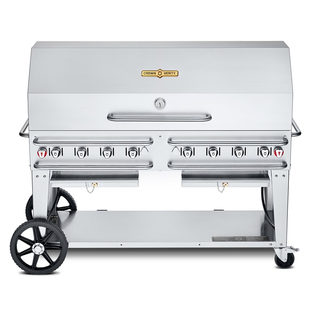 Crown Verity CV-RCB-60-1RDP-SI-BULK 58" Mobile Gas Commercial Outdoor Grill w/ Roll Dome, Liquid Propane