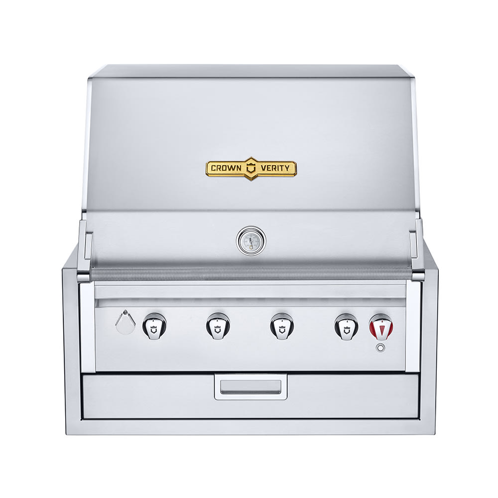 Crown Verity IBI30 30" Built In Commercial Outdoor Charbroiler w/ (4) Burners - Roll Dome, Liquid Propane