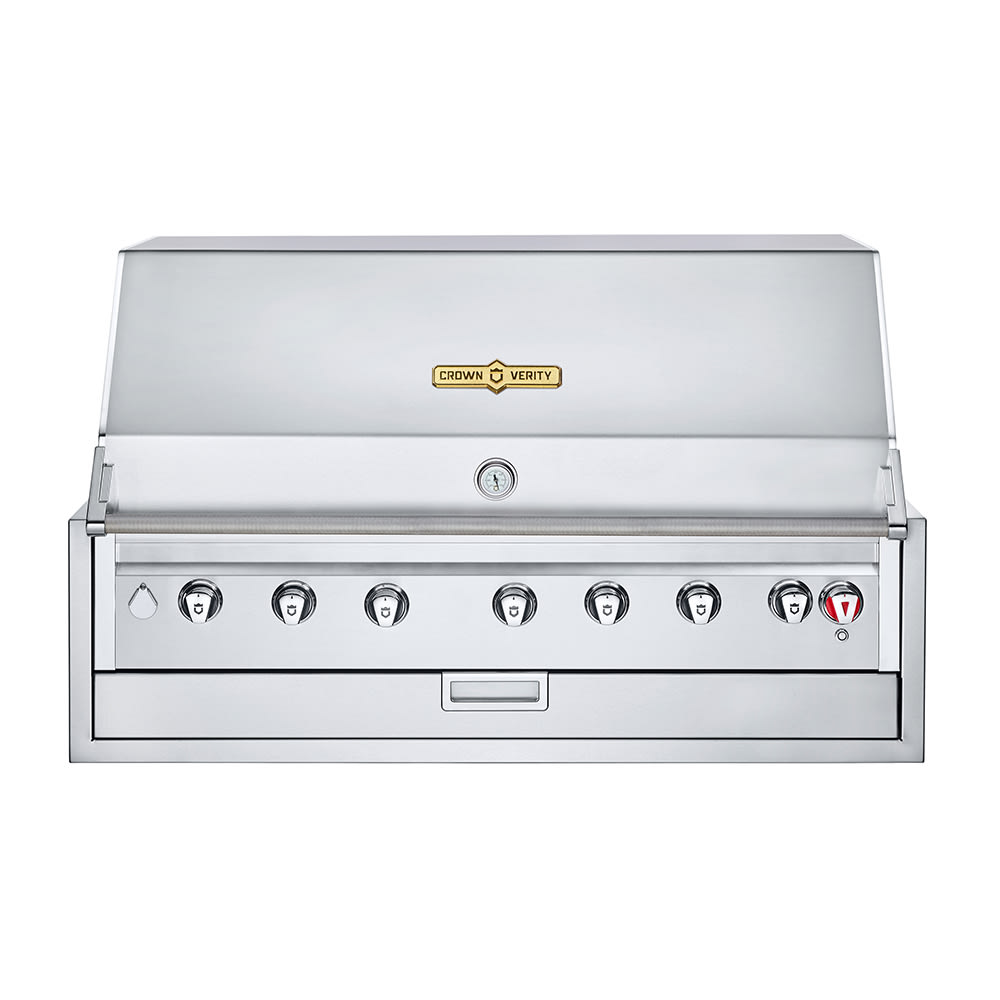Crown Verity IBI42 42" Built In Commercial Outdoor Charbroiler w/ (6) Burners - Roll Dome, Liquid Propane