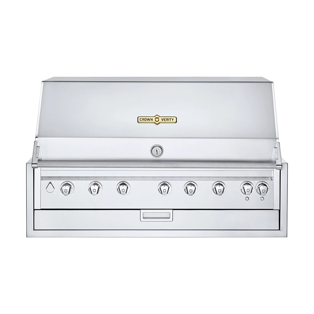 Crown Verity IBI48 48" Built In Commercial Outdoor Charbroiler w/ (7) Burners - Roll Dome, Natural Gas