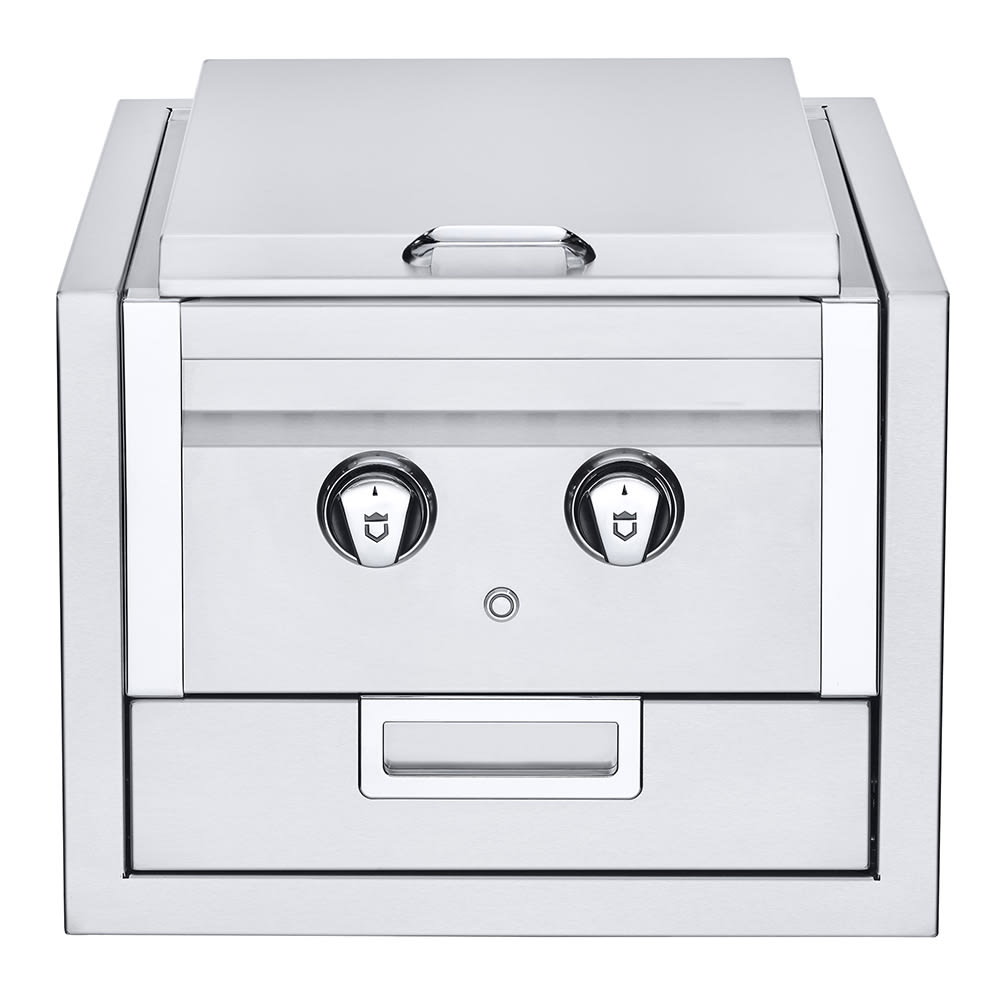 Crown Verity IBISB Built In Dial Side Burner w/ Stainless Steel Cover - (2) 15,000 BTU Burners