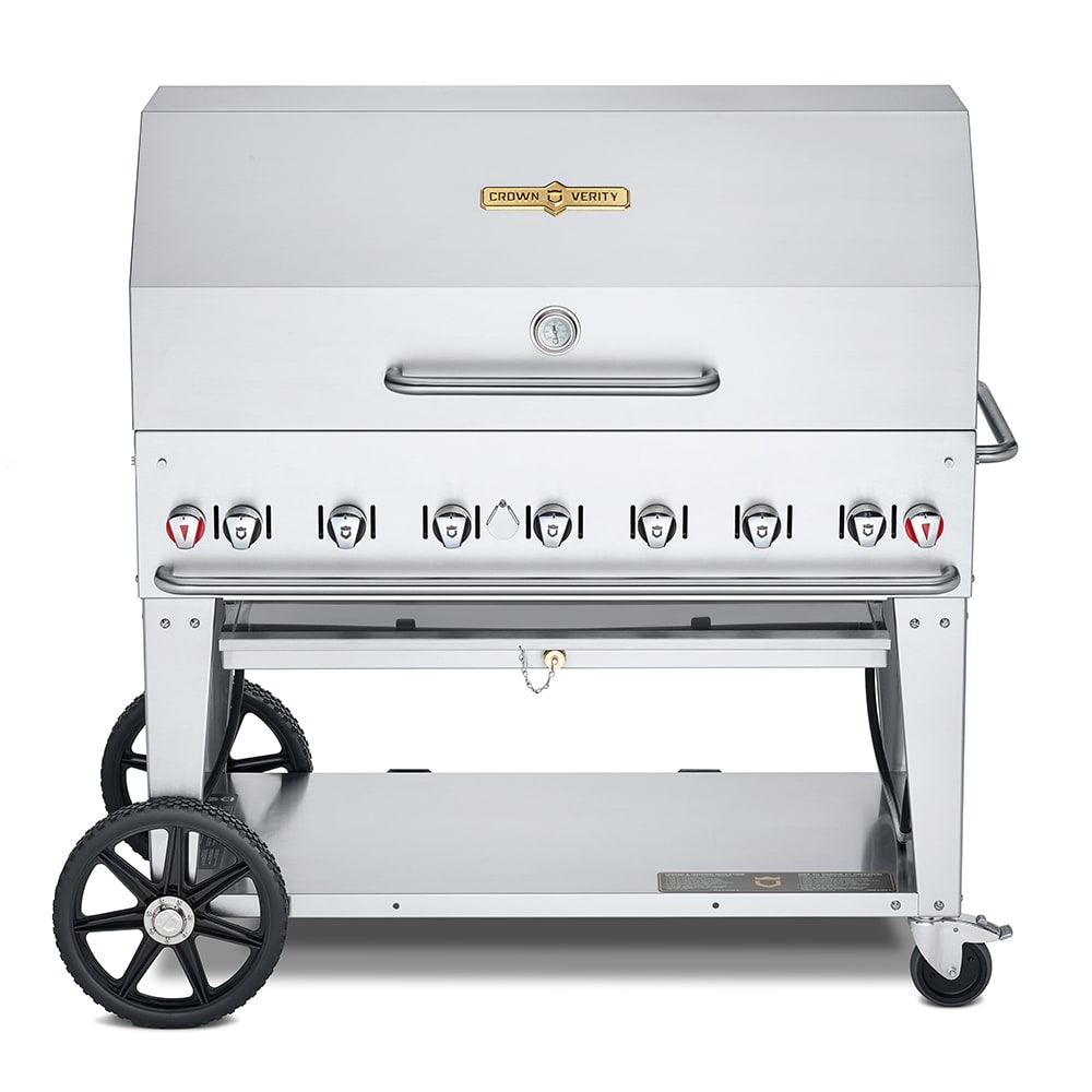 Crown Verity CV-MCB-48RDP-LP 46" Mobile Gas Commercial Outdoor Charbroiler w/ Water Pan, Liquid Propane