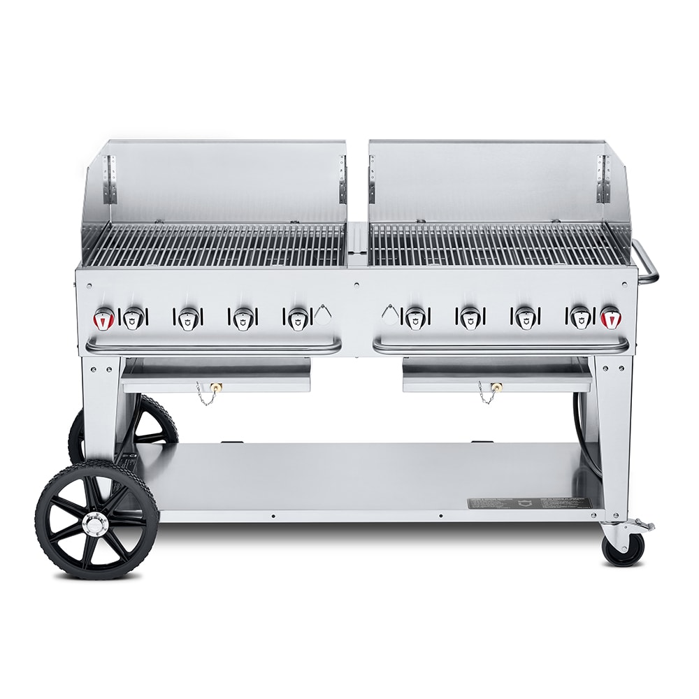 Crown Verity CV-MCB-60WGP-LP 58" Mobile Gas Commercial Outdoor Charbroiler w/ Water Pan, Liquid Propane