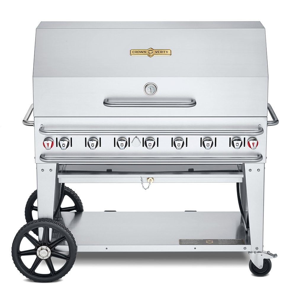 Crown Verity CV-RCB-48RDP-LP 46" Mobile Gas Commercial Outdoor Grill w/ Water Pans, Liquid Propane