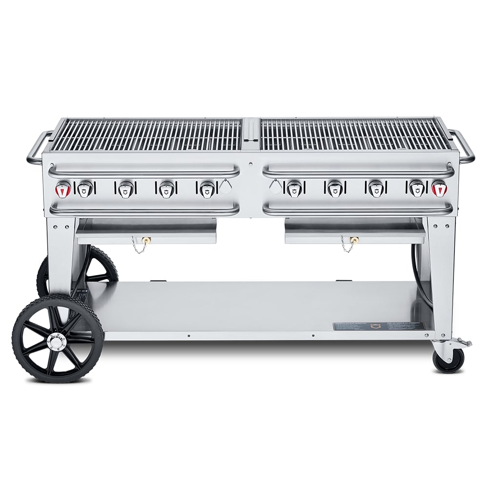Crown Verity CV-RCB-60-LP 58" Mobile Gas Commercial Outdoor Grill w/ Water Pans, Liquid Propane