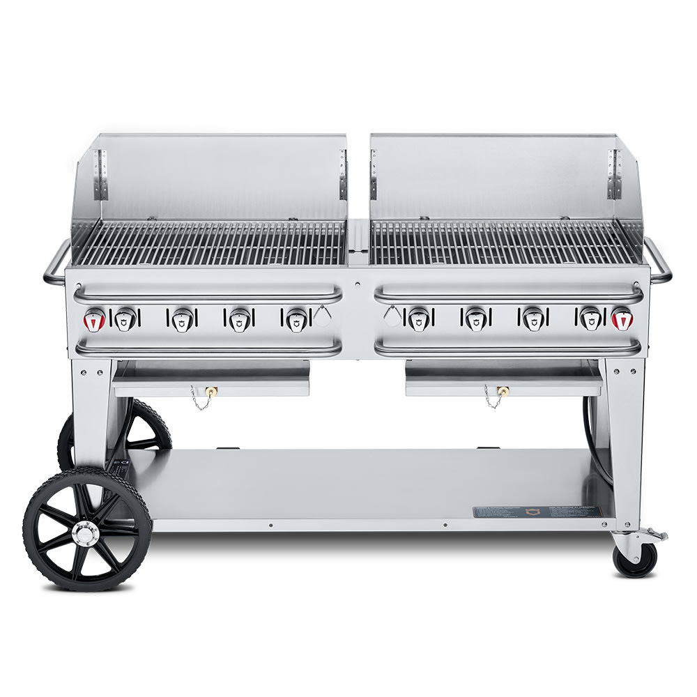 Crown Verity CV-RCB-60WGP-LP 58" Mobile Gas Commercial Outdoor Grill w/ Water Pans, Liquid Propane