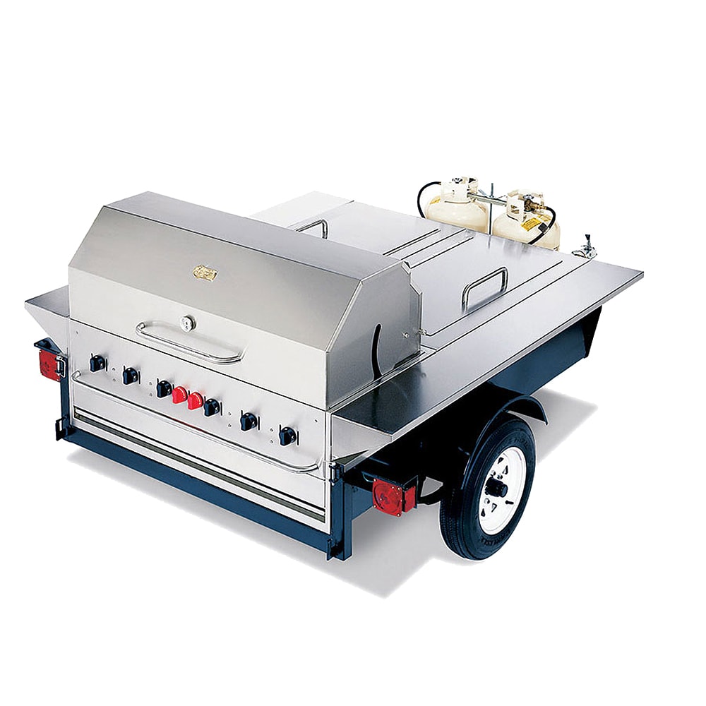 Crown Verity CV-TG-1 46" Towable Gas Commercial Outdoor Grill w/ Water Pans, Liquid Propane