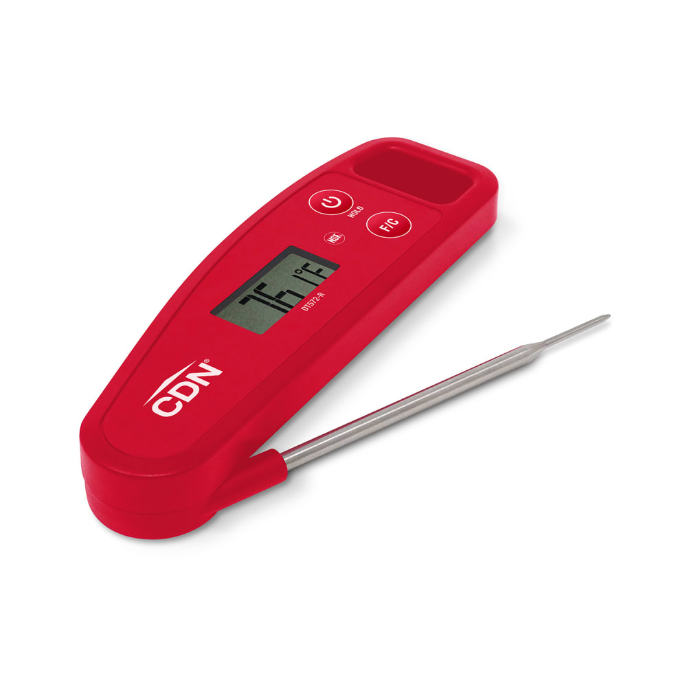 CDN Folding Digital Thermometer w/ 3 3/8" Stem, -58 to 572°F, Red (DT572-R)