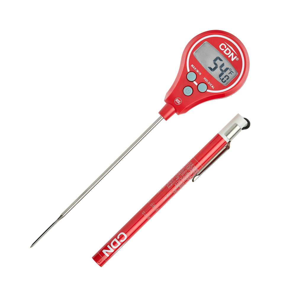 CDN Digital Pocket Thermometer w/ 4 3/10" Stem, -40 to 572°F, Red (DTL572-R)