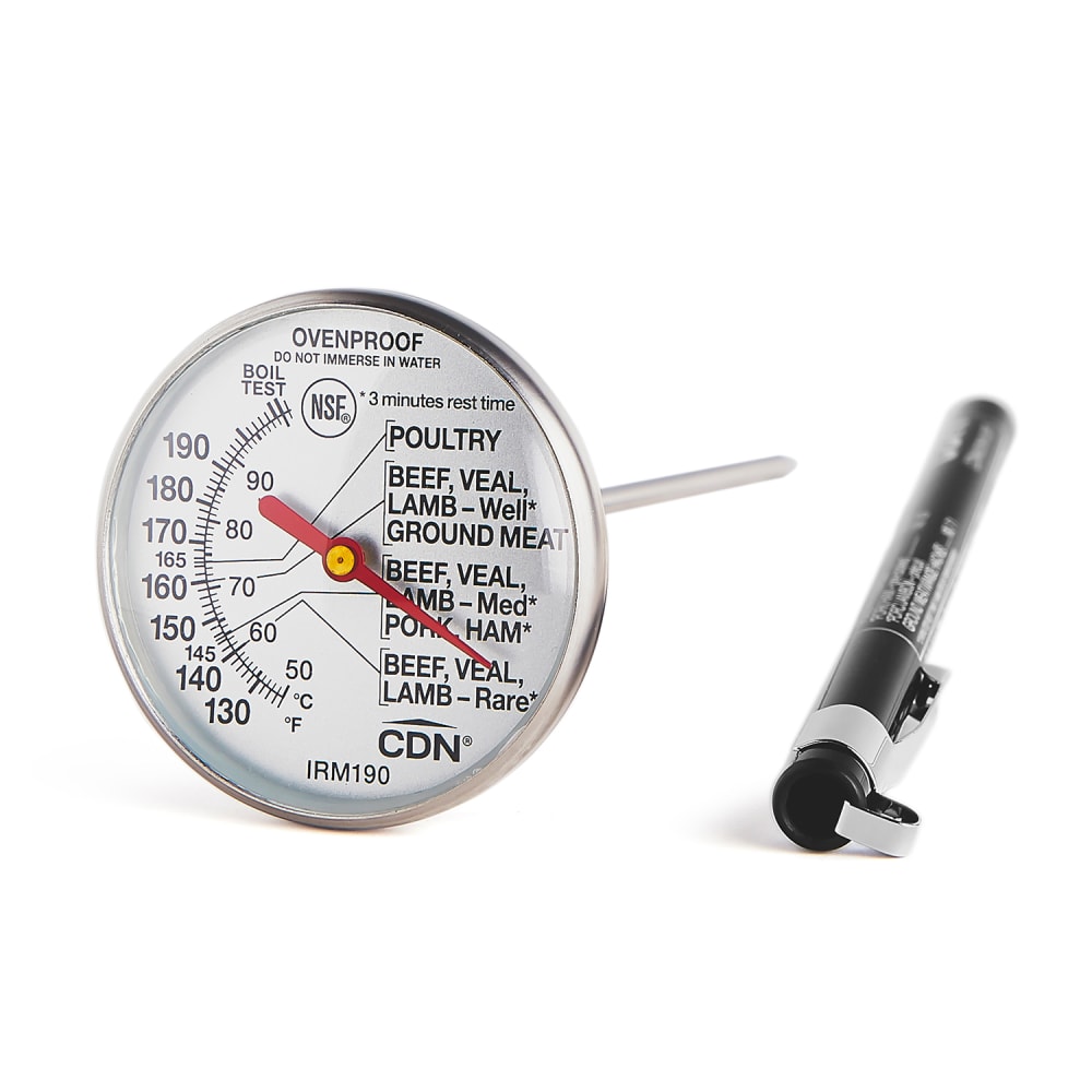 CDN 1 3/4" Dial Type Meat Thermometer w/ 5" Stem, 130 to 190°F (IRM190)
