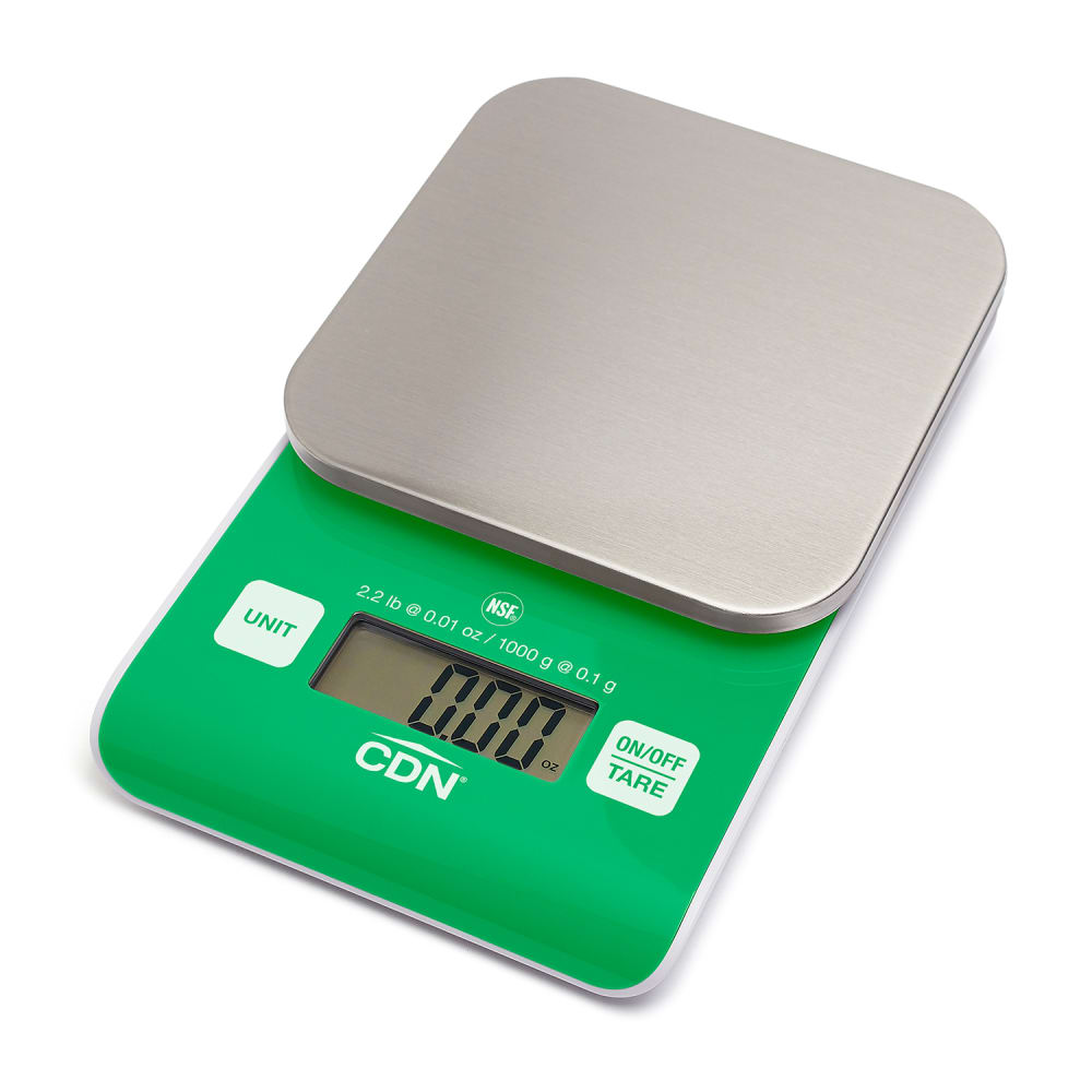 CDN 2 1/5 lb Digital Precision Scale w/ Removable Platform - 4 9/20" x 4 9/20", Green (SD0202-G)