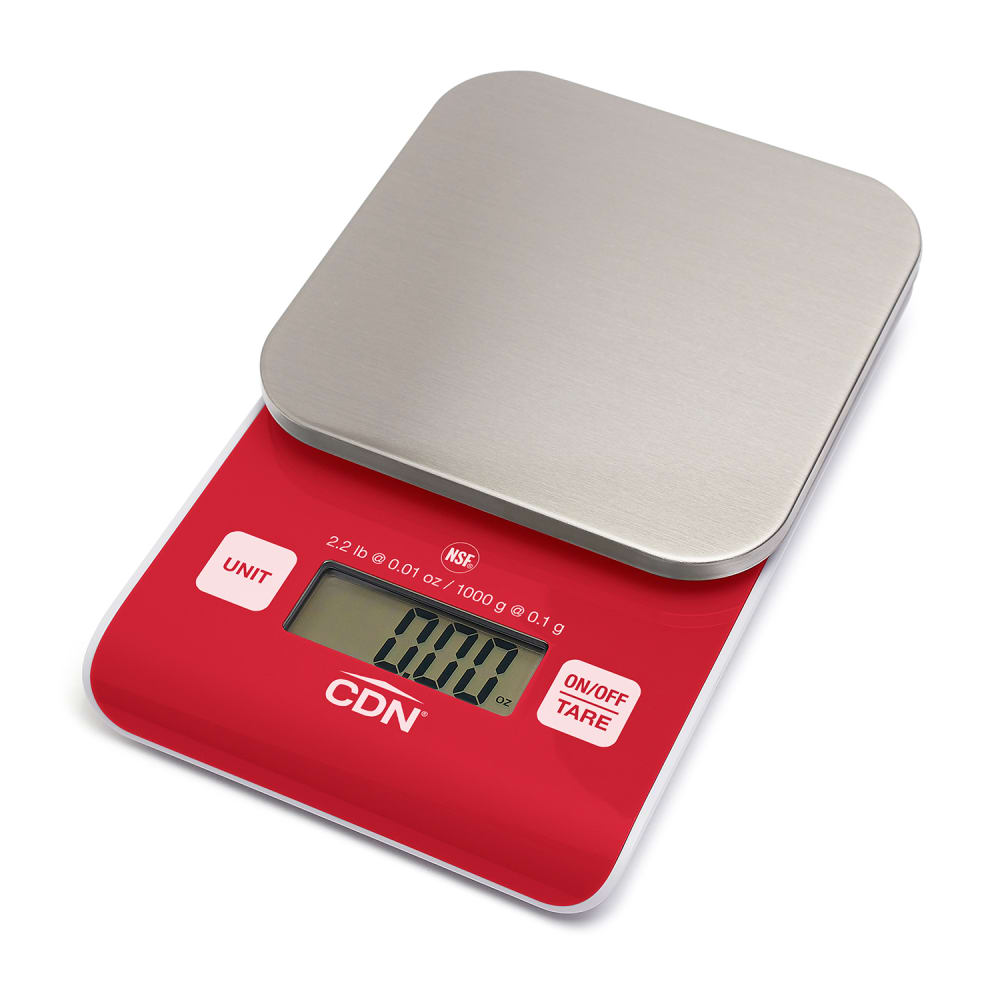 CDN 2 1/5 lb Digital Precision Scale w/ Removable Platform - 4 9/20" x 4 9/20", Red (SD0202-R)