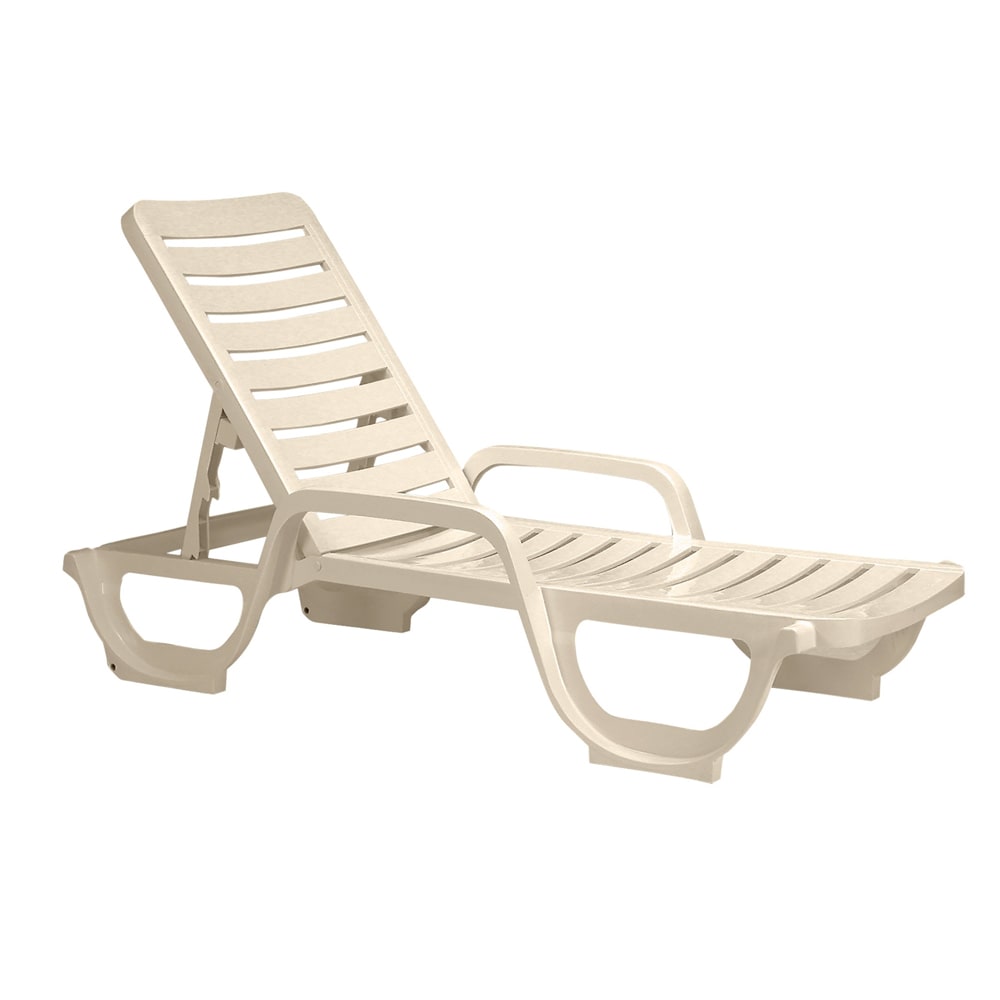 Grosfillex 44031066 Bahia Outdoor Stackable Chaise w/ Adjustable Back - Resin, Beige