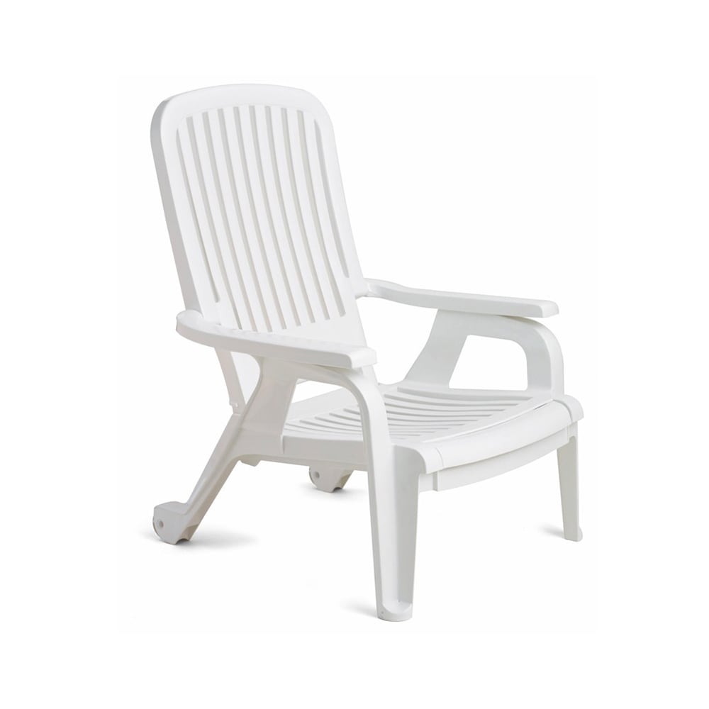 Grosfillex 47658004 Bahia Outdoor Stackable Armchair w/ Pull Out Footrest - Resin, White