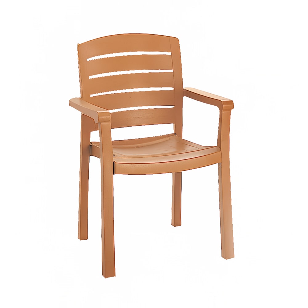 Grosfillex US119008 Acadia Outdoor Stackable Armchair - Resin, Brown