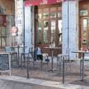 Grosfillex US300288 42 7/10" Sunset Barstool w/ Gray Fabric Back & Seat - Aluminum, Black thumbnail 2