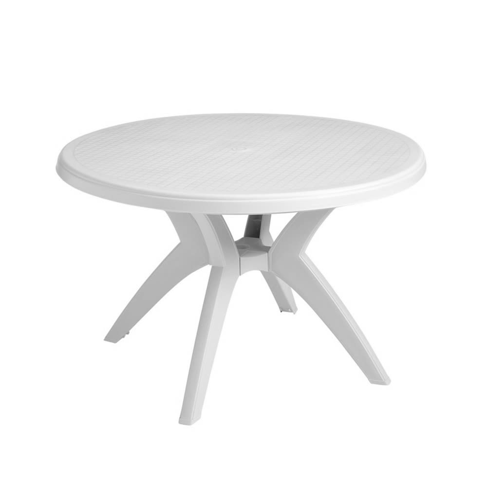 Grosfillex US526704 46" Round Ibiza Outdoor Table w/ Umbrella Hole - Resin, White