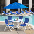 Grosfillex UT097004 Jamaica Beach Outdoor Folding Sling Chair - Blue Fabric w/ White Frame thumbnail 4