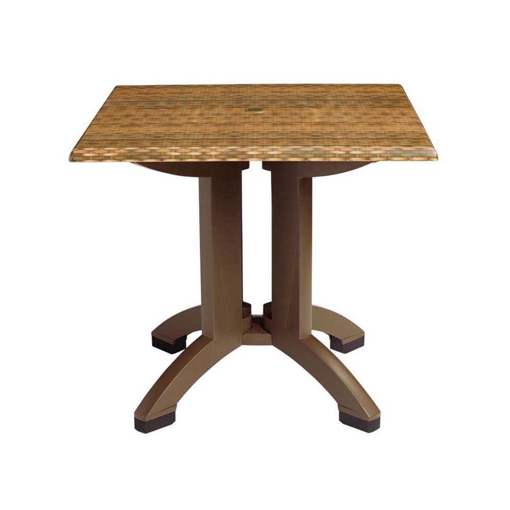 Grosfillex UT370018 32" Square Atlanta Outdoor Table w/ Umbrella Hole - Melamine, Wicker