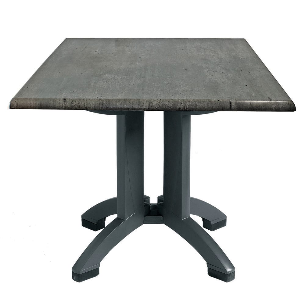 Grosfillex UT370038 32" Square Atlanta Outdoor Table w/ Umbrella Hole - Melamine, Granite