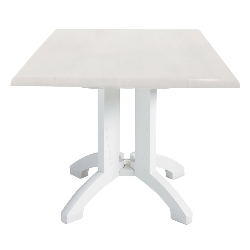 Grosfillex UT375004 36" Square Atlanta Outdoor Table w/ Umbrella Hole - Melamine, White