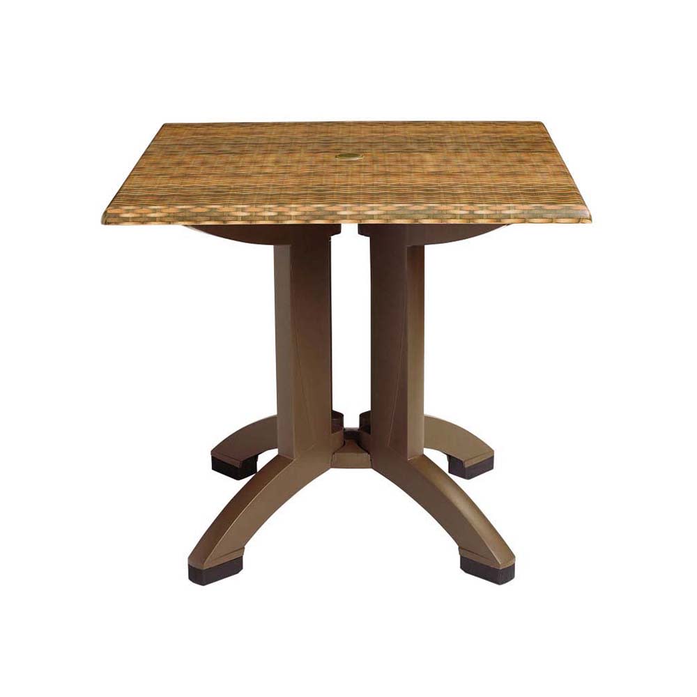 Grosfillex UT375018 36" Square Atlanta Outdoor Table w/ Umbrella Hole - Melamine, Wicker