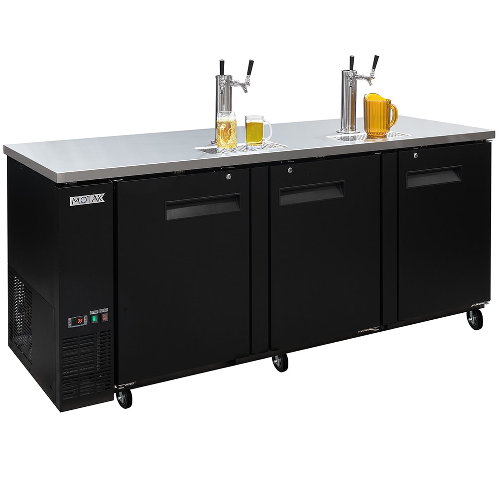MoTak MBCBD-4-X 90 3/8" Kegerator Beer Dispenser w/ (3) Keg Capacity - (2) Column, Black, 115v