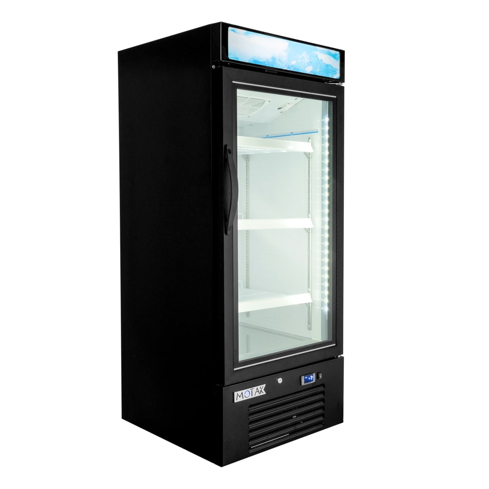 MoTak MGD-1DF-12-HC 25" One Section Display Freezer w/ Swing Doors - Bottom Mount Compressor, Black, 115v