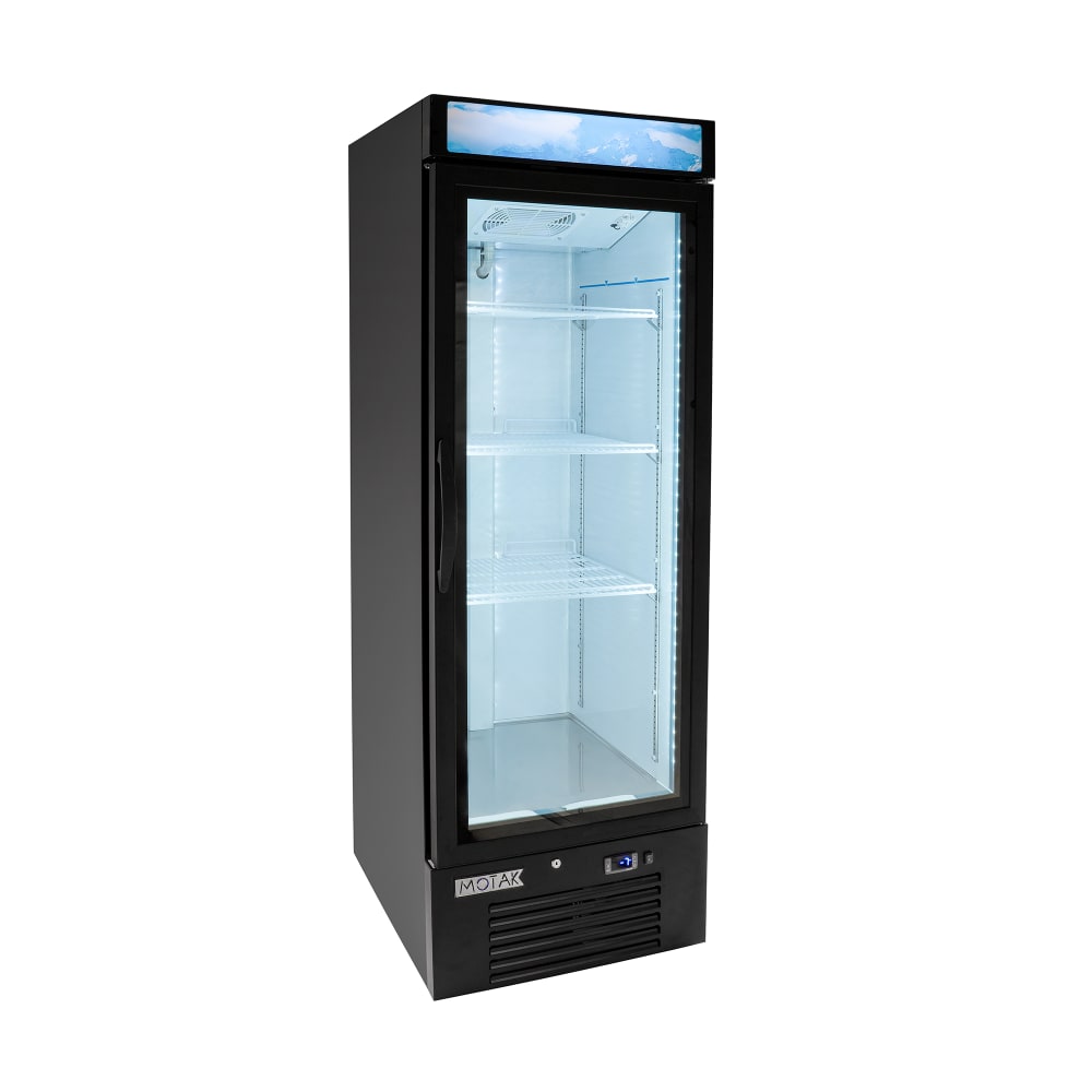 MoTak MGD-1DF-16-HC 25" One Section Display Freezer w/ Swing Doors - Bottom Mount Compressor, Black, 115v