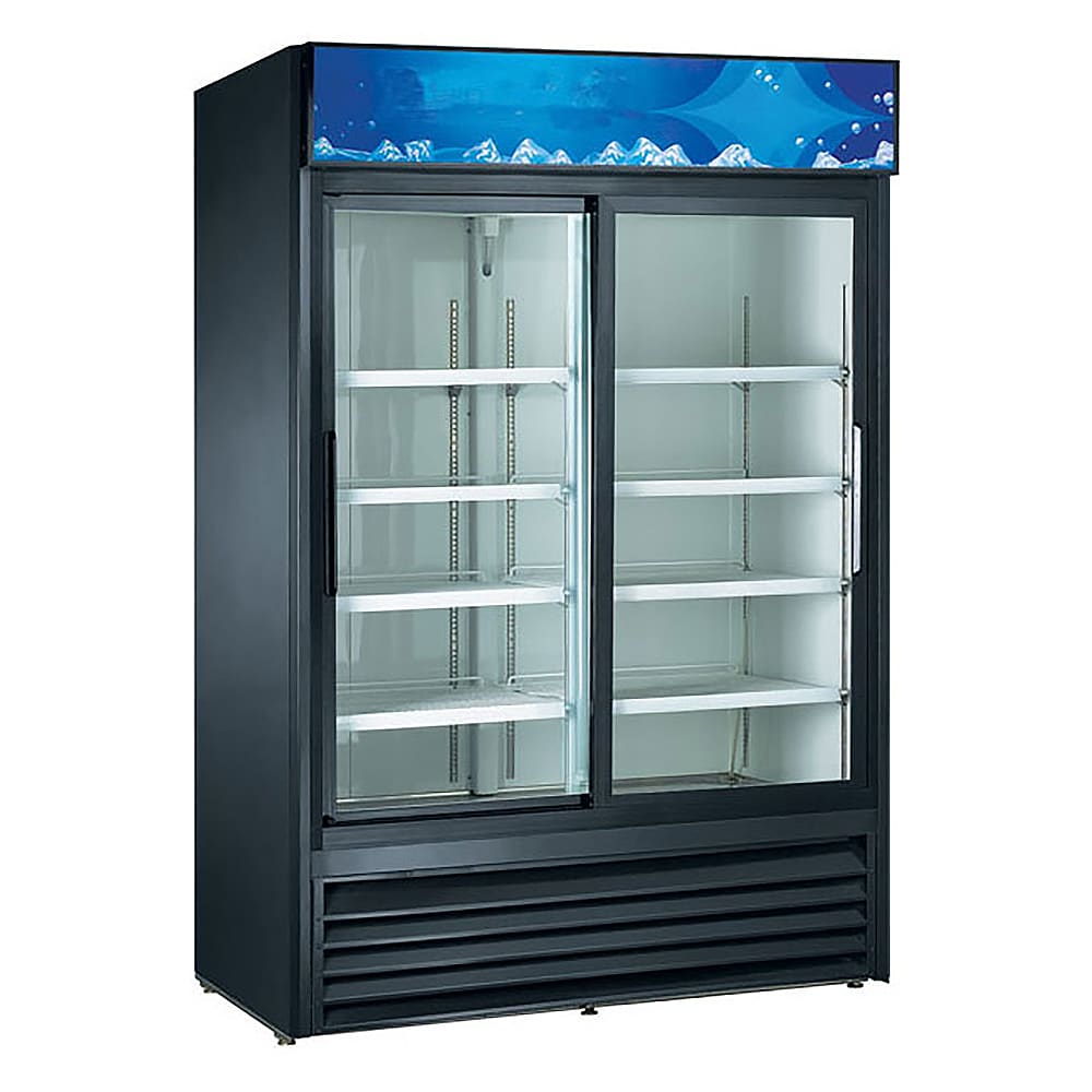 eQuipped 53" VRGD Series Two Section Glass Door Merchandiser - (2) Sliding Doors, Black, 115v (VRGD45)