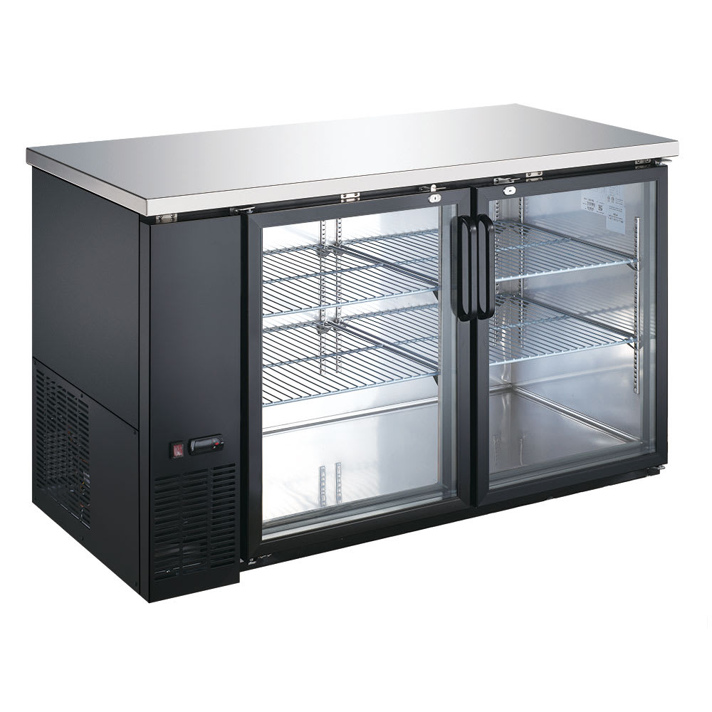eQuipped 59" Bar Refrigerator - 2 Swinging Glass Doors, Black, 115v (VUBB2)