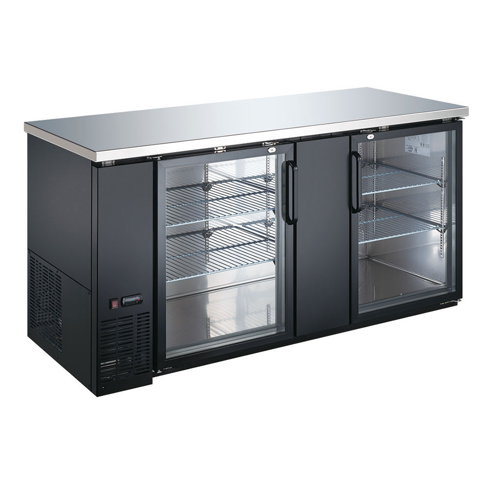 eQuipped 69" Bar Refrigerator - 2 Swinging Glass Doors, Black, 115v (VUBB3)
