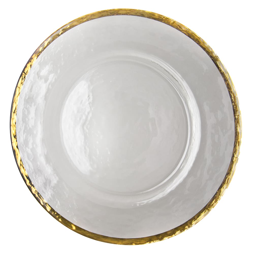 10 Strawberry Street 13" Round Alpine Charger Plate - Glass, Clear/Gold (ALG-340)