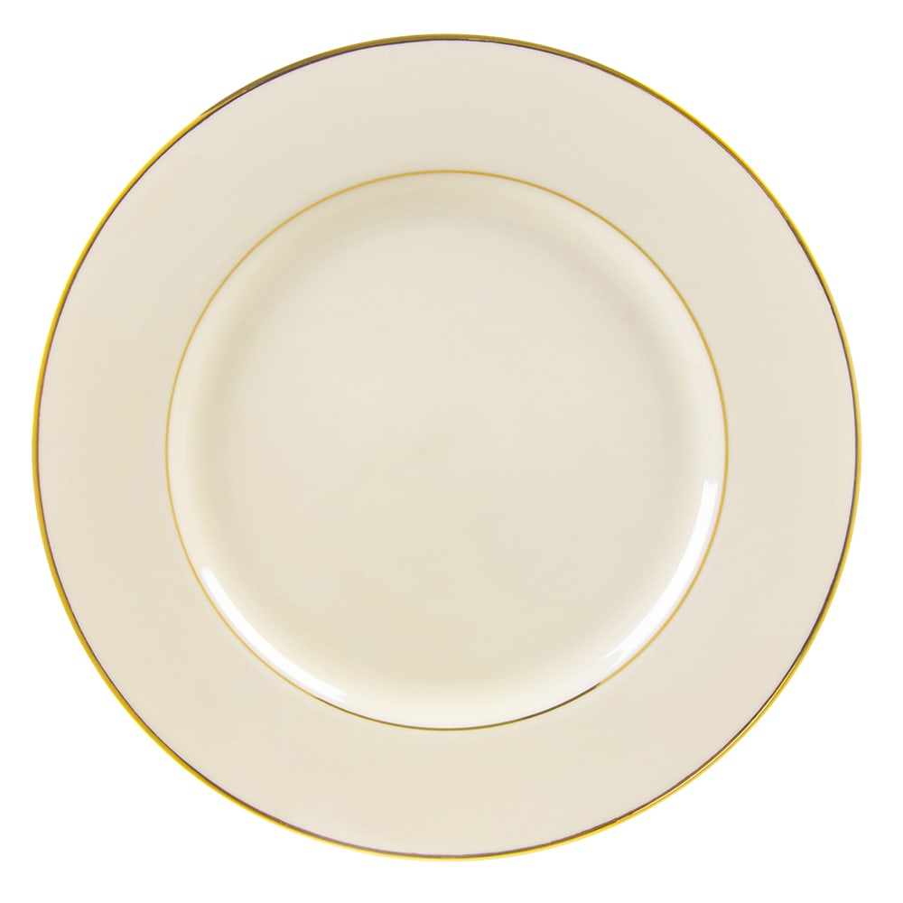 10 Strawberry Street 7 3/4" Round Double Gold Line Salad/Dessert Plate - Porcelain, Cream/Gold (CGLD0004)