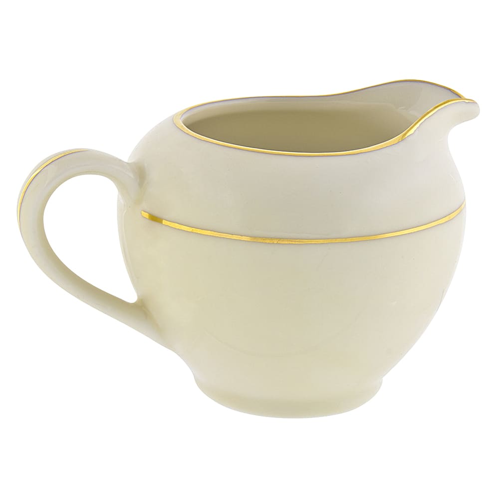 10 Strawberry Street 8 oz Double Gold Line Creamer - Porcelain, Cream/Gold (CGLD0016)