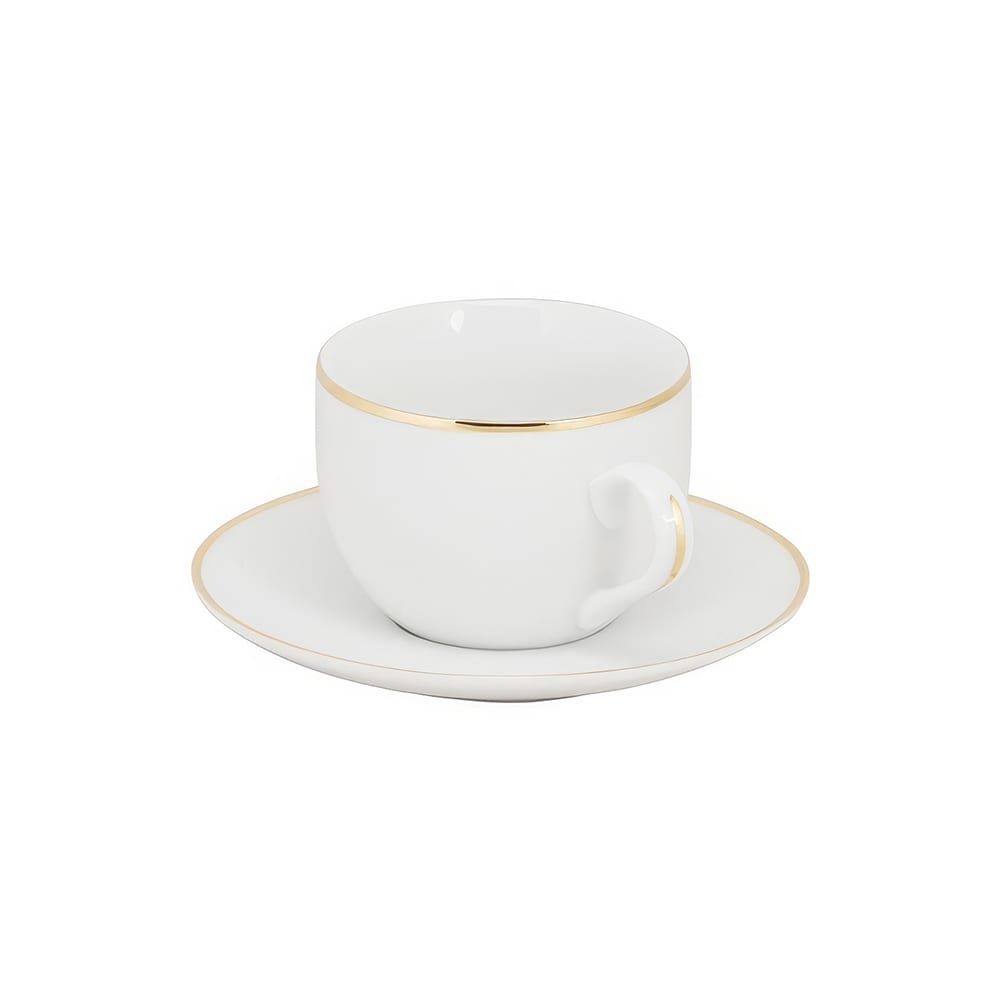 10 Strawberry Street 6 oz Gold Line Cup & Saucer Set - Porcelain, White (CPGL0009)