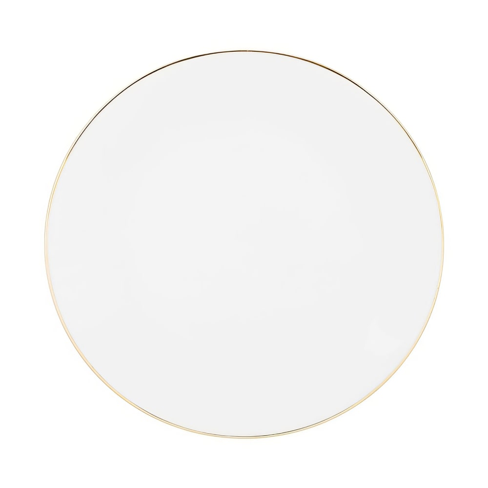 10 Strawberry Street 12" Round Gold Line Charger Plate - Porcelain, White/Gold (CPGL0024)