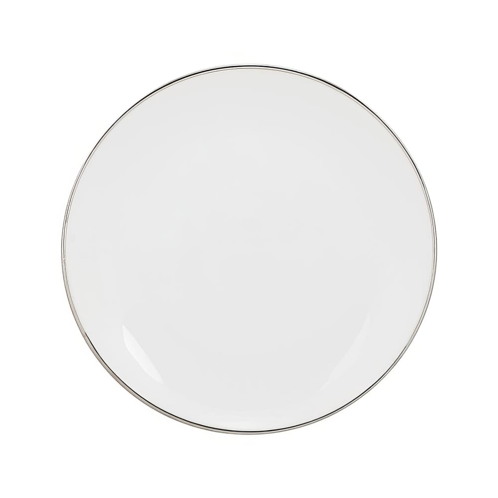 10 Strawberry Street 9 1/2" Round Silver Line Luncheon Plate - Porcelain, White (CPSL0002)