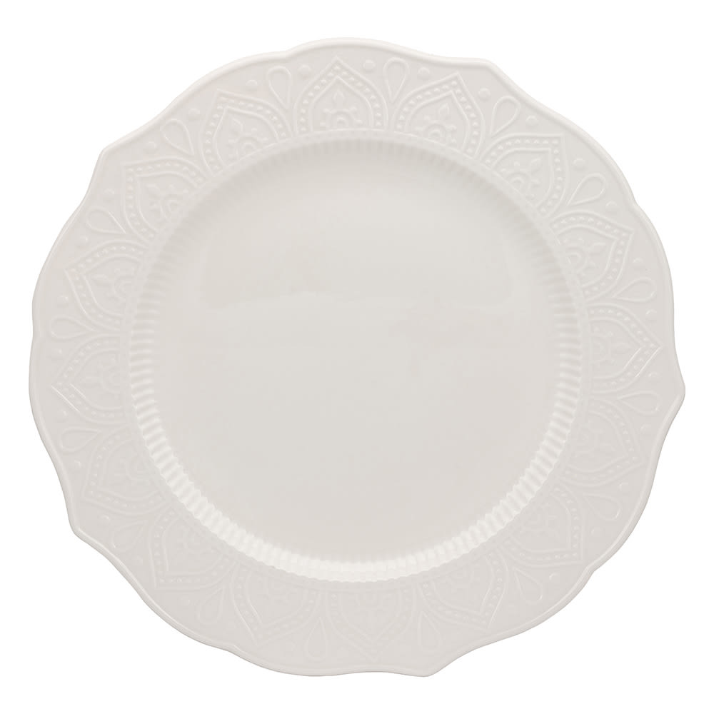 10 Strawberry Street 10 5/8" Round Dahlia Dinner Plate - Bone China, White (DHLA-0001)