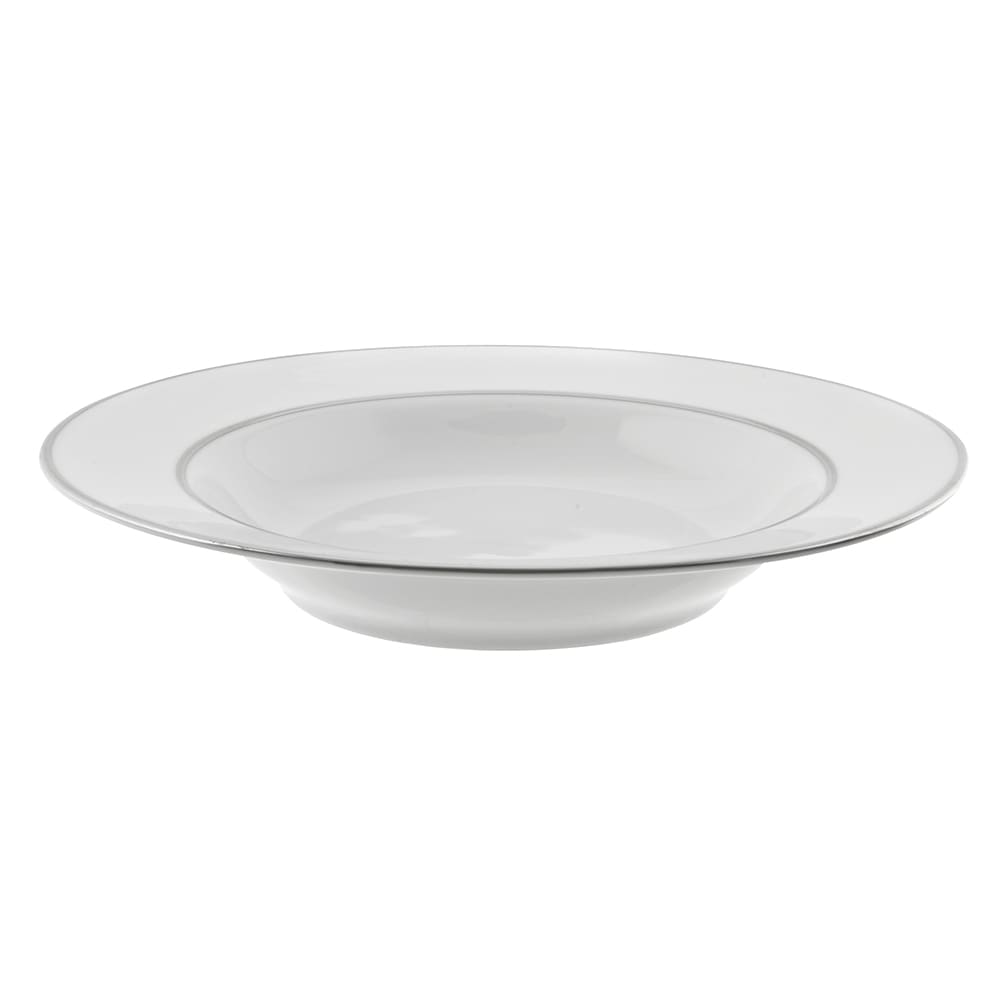 10 Strawberry Street 10 oz Round Double Silver Line Rim Soup Bowl - Porcelain, White/Silver (DSL0003)