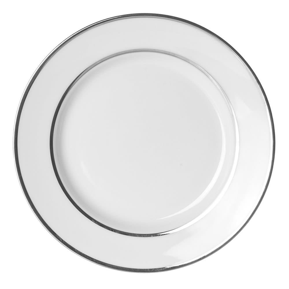 10 Strawberry Street 6 3/4" Round Double Silver Line Bread & Butter Plate - Porcelain, White/Silver (DSL0005)