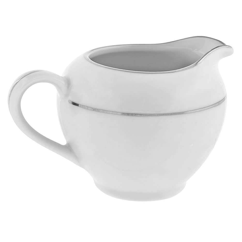 10 Strawberry Street 8 oz Double Silver Line Creamer - Porcelain, White/Silver (DSL0016)