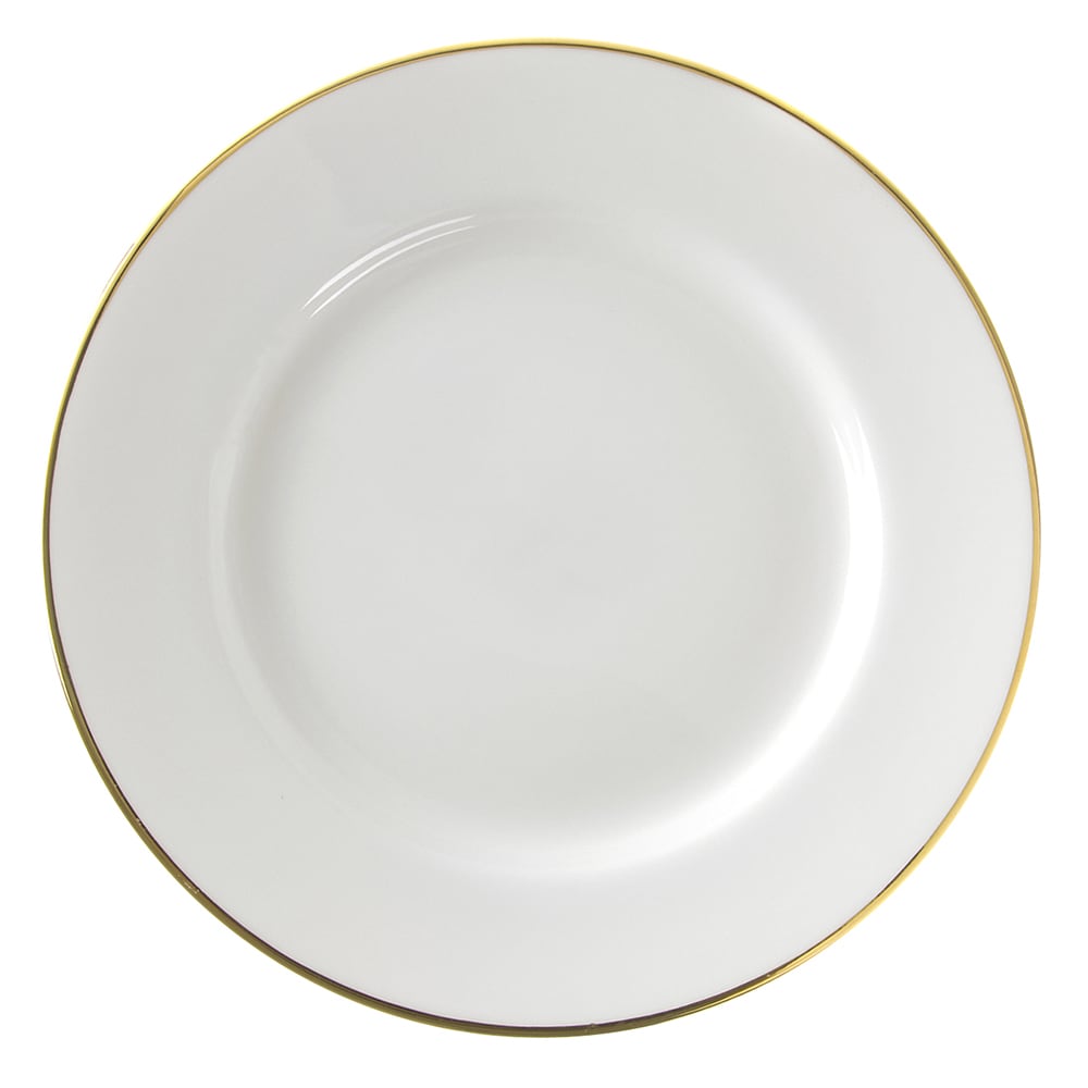 10 Strawberry Street 7 3/4" Round Gold Line Salad/Dessert Plate - Porcelain, White/Gold (GL0004)