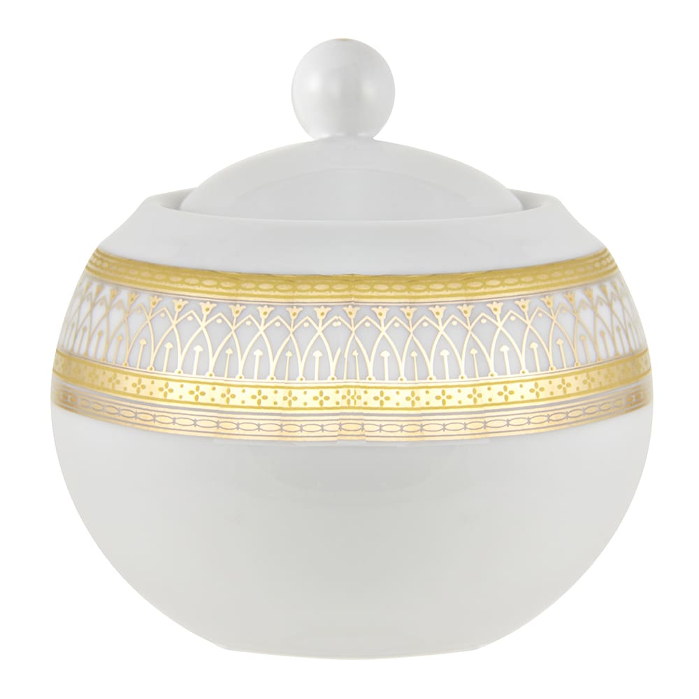 10 Strawberry Street 11 oz Iriana Sugar Bowl - Porcelain, White/Gold (IRIANA-18GLD)