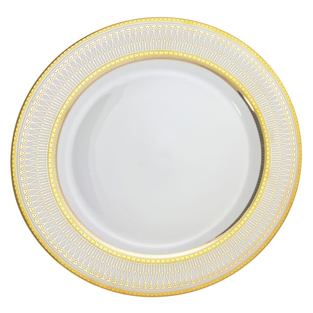 10 Strawberry Street 10 1/4" Round Iriana Dinner Plate - Porcelain, White/Gold (IRIANA-1GLD)