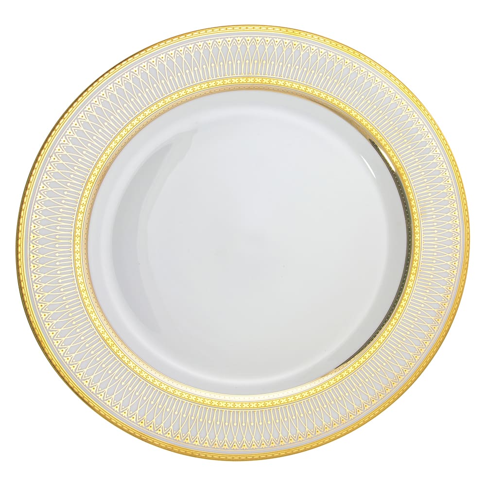 10 Strawberry Street 7 1/2" Round Iriana Salad/Dessert Plate - Porcelain, White/Gold (IRIANA-4GLD)