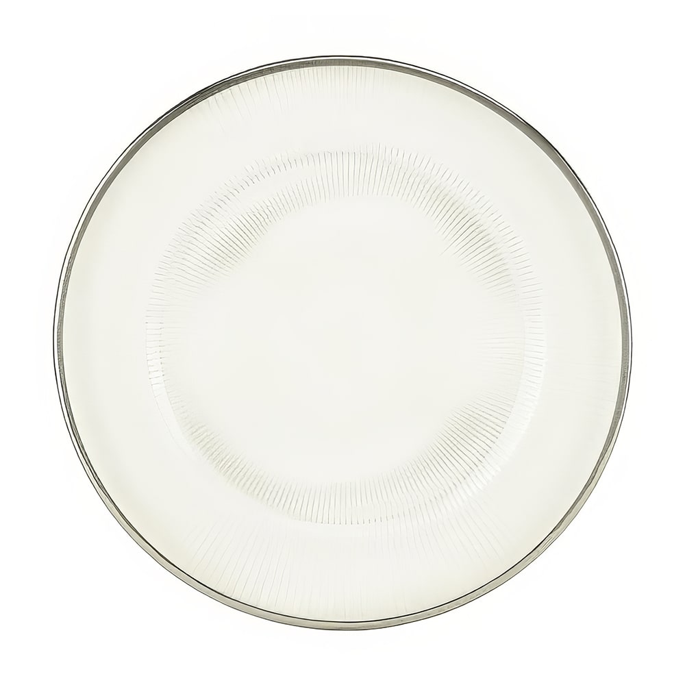 10 Strawberry Street 12 3/4" Round Markle Charger Plate - Glass, Clear/Silver (MRKLS-340)