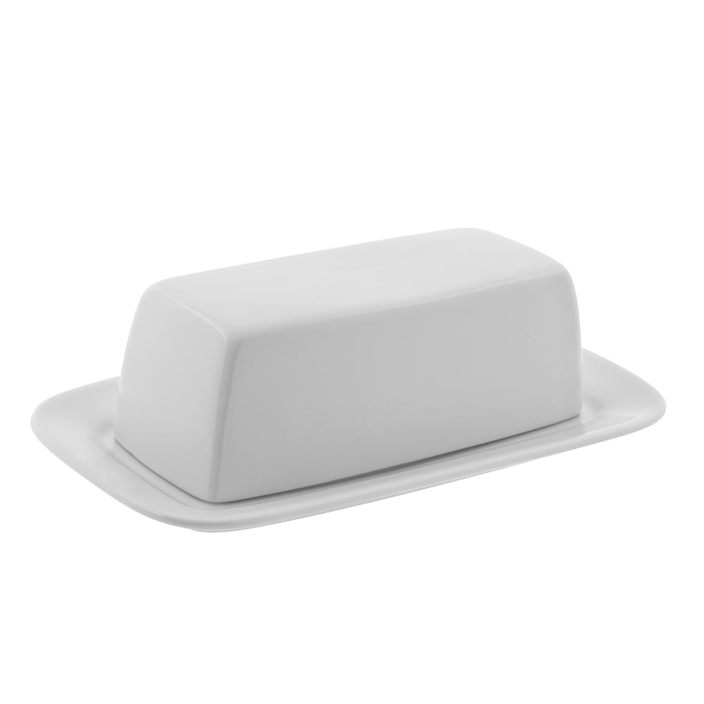10 Strawberry Street Butter Dish w/ Cover - 8 3/4" x 4 5/8", Porcelain, Classic White (RB0034)