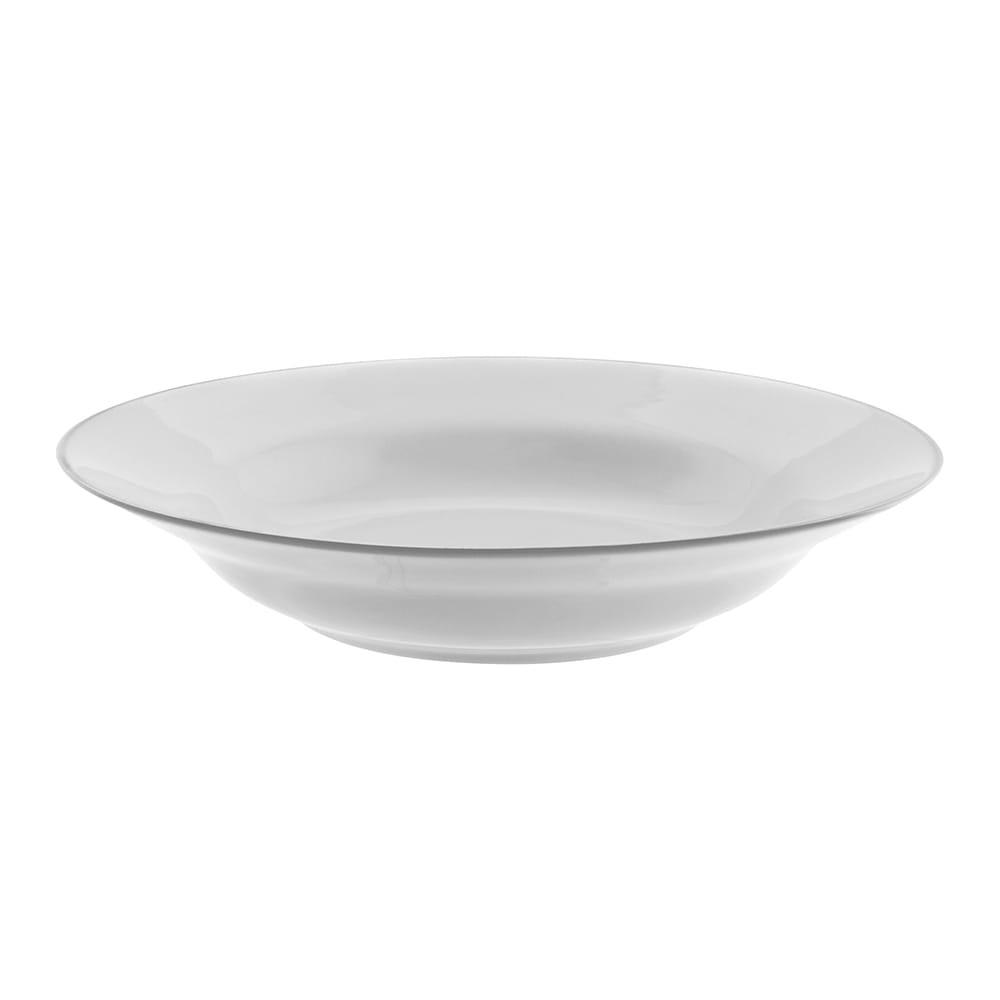 10 Strawberry Street 10 oz Round Silver Line Rim Soup Bowl - Porcelain, White/Silver (SL0003)